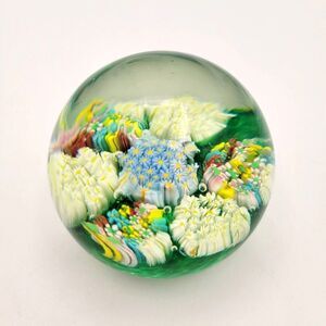 Vintage Murano Millefiori Cane Flower Art Glass Paperweight